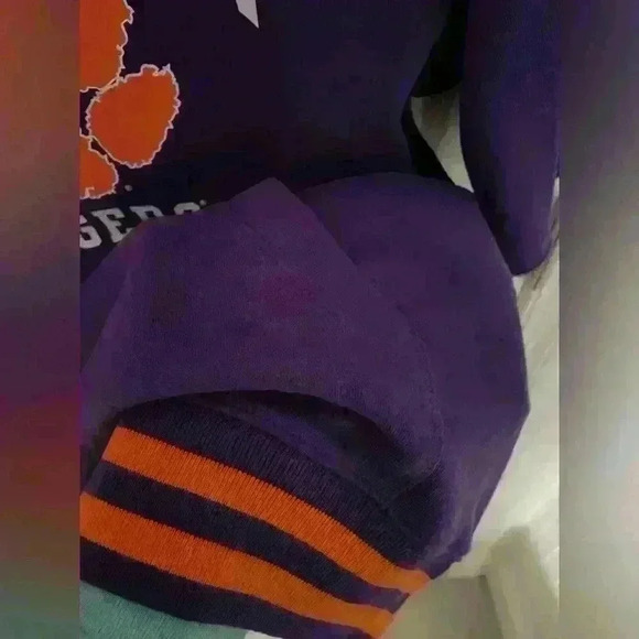 Mitchell &Ness Clemson Tigers Pregame Short Sleeve Fleece Hoodie NWT M MSRP$85 - Picture 7 of 12